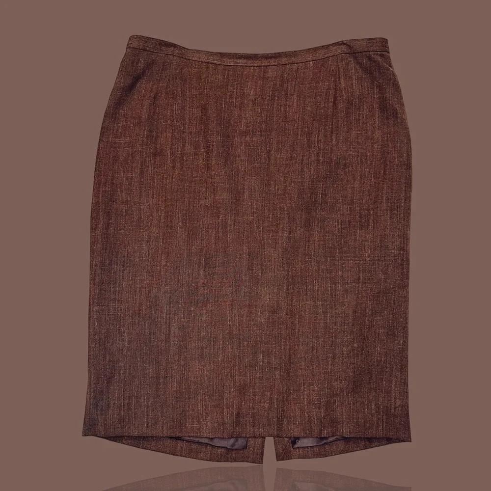 Vintage Dolce & Gabbana Brown Linen Blend Tweed Pencil Skirt IT Size 48